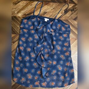 Xhilaration Floral Ruffle Spaghetti Strap Top